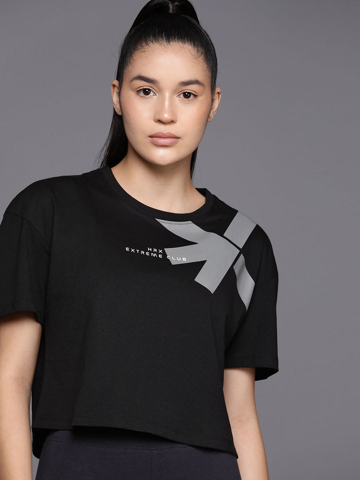 HRX by Hrithik Roshan Brand Logo Printed Drop-Shoulder Sleeves Lifestyle T-shirt