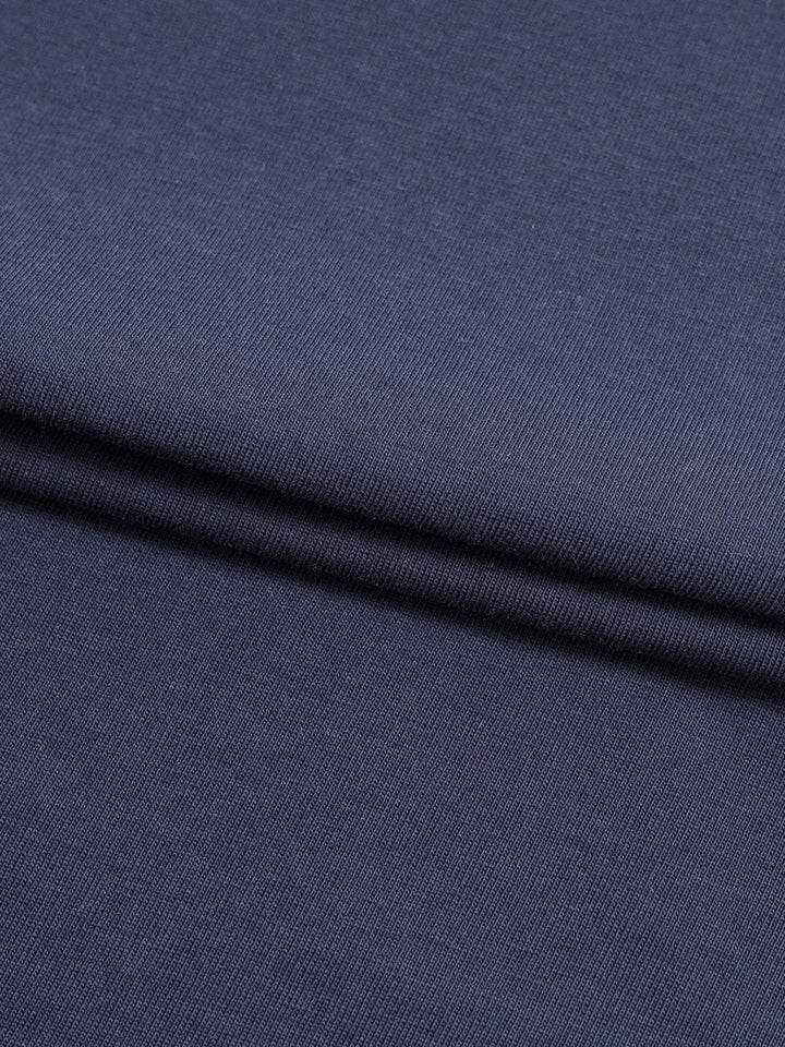 Bewakoof Men Navy Blue Solid Round Neck Pure Cotton T-shirt