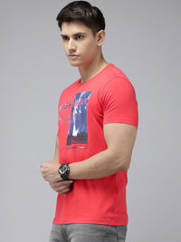 SPYKAR Typography Printed Pure Cotton Slim Fit T-shirt