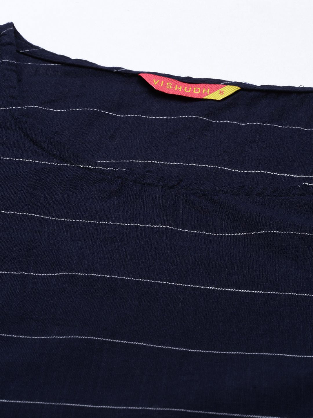Vishudh Women Navy Blue Striped Kurta with Palazzo