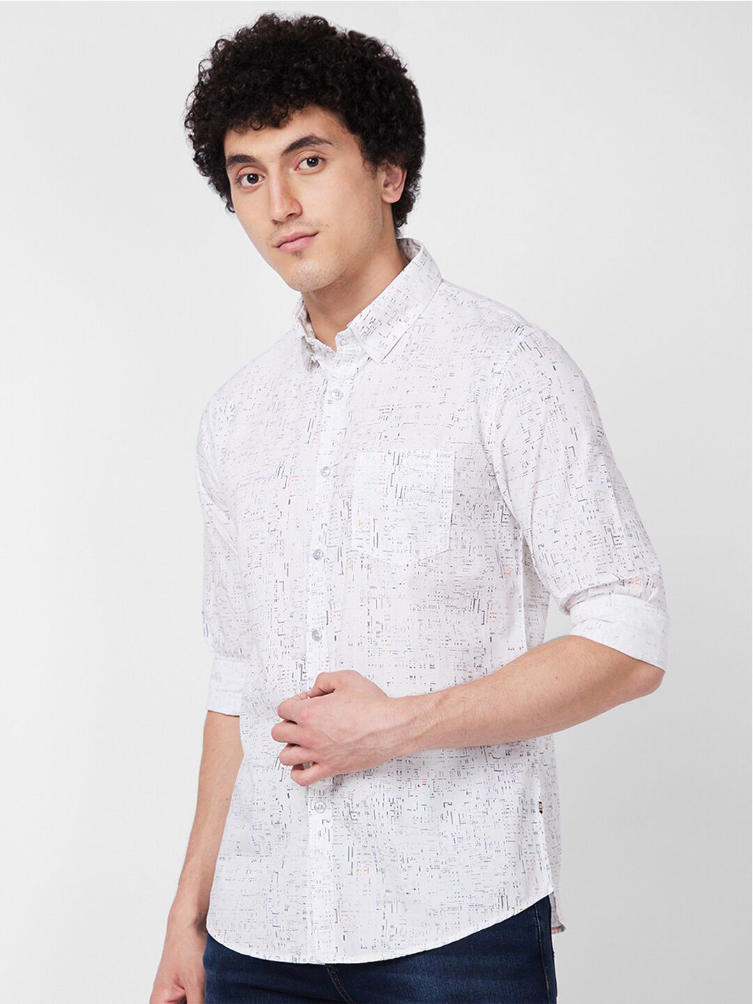 SPYKAR Abstract Opaque Printed Cotton Casual Shirt