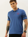 Being Human Men Blue Printed Polo Collar T-shirt