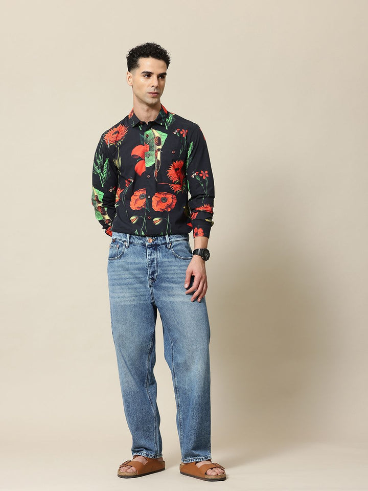 Mr Bowerbird Tailored Fit Floral Printed Pure Cotton Casual Shirt