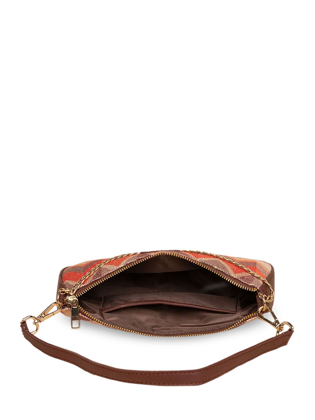 ZOUK Geometric Printed Structured Baguette Hobo Bag