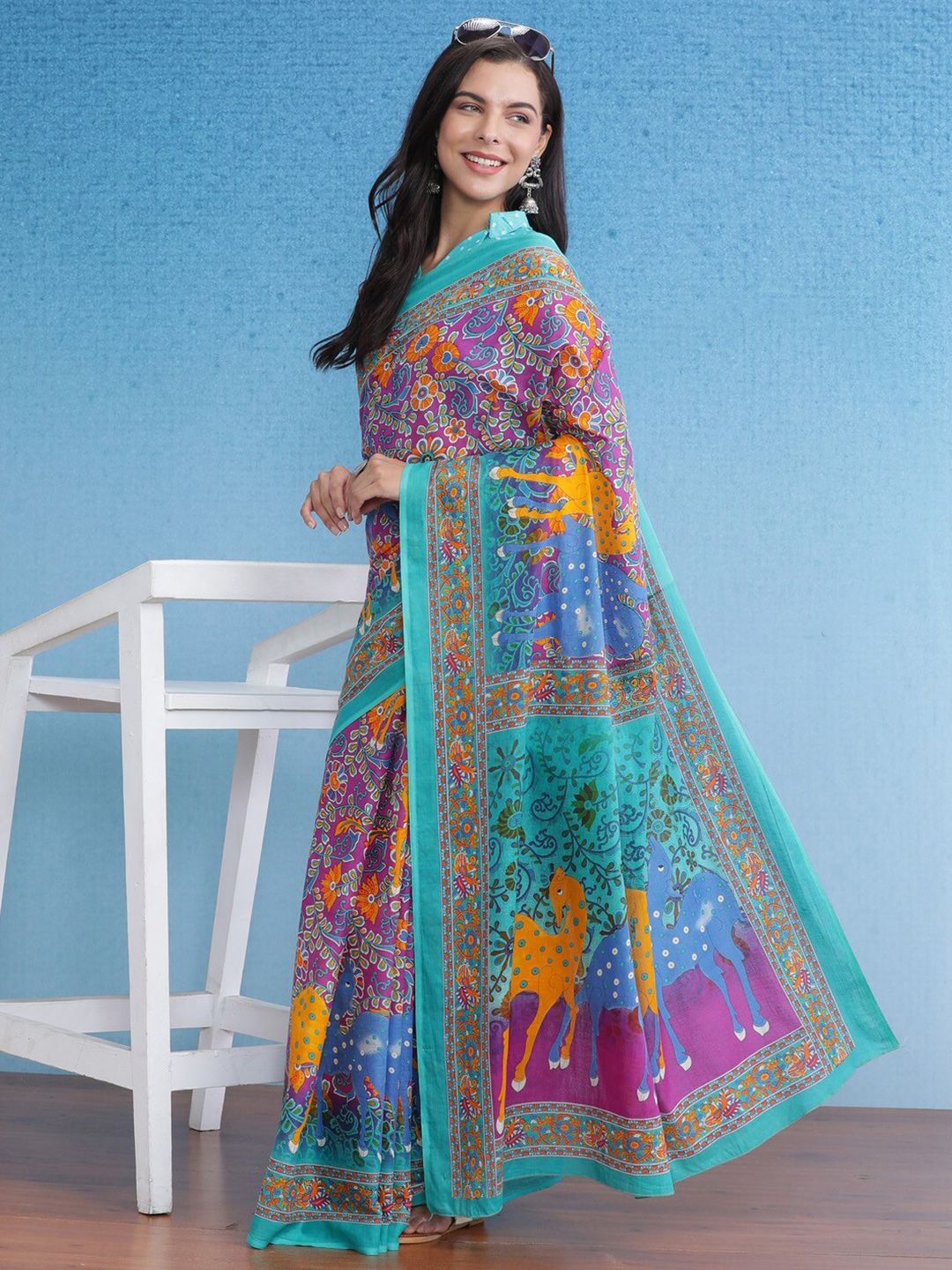 Saree mall Kalamkari Pure Cotton Bagru Sarees