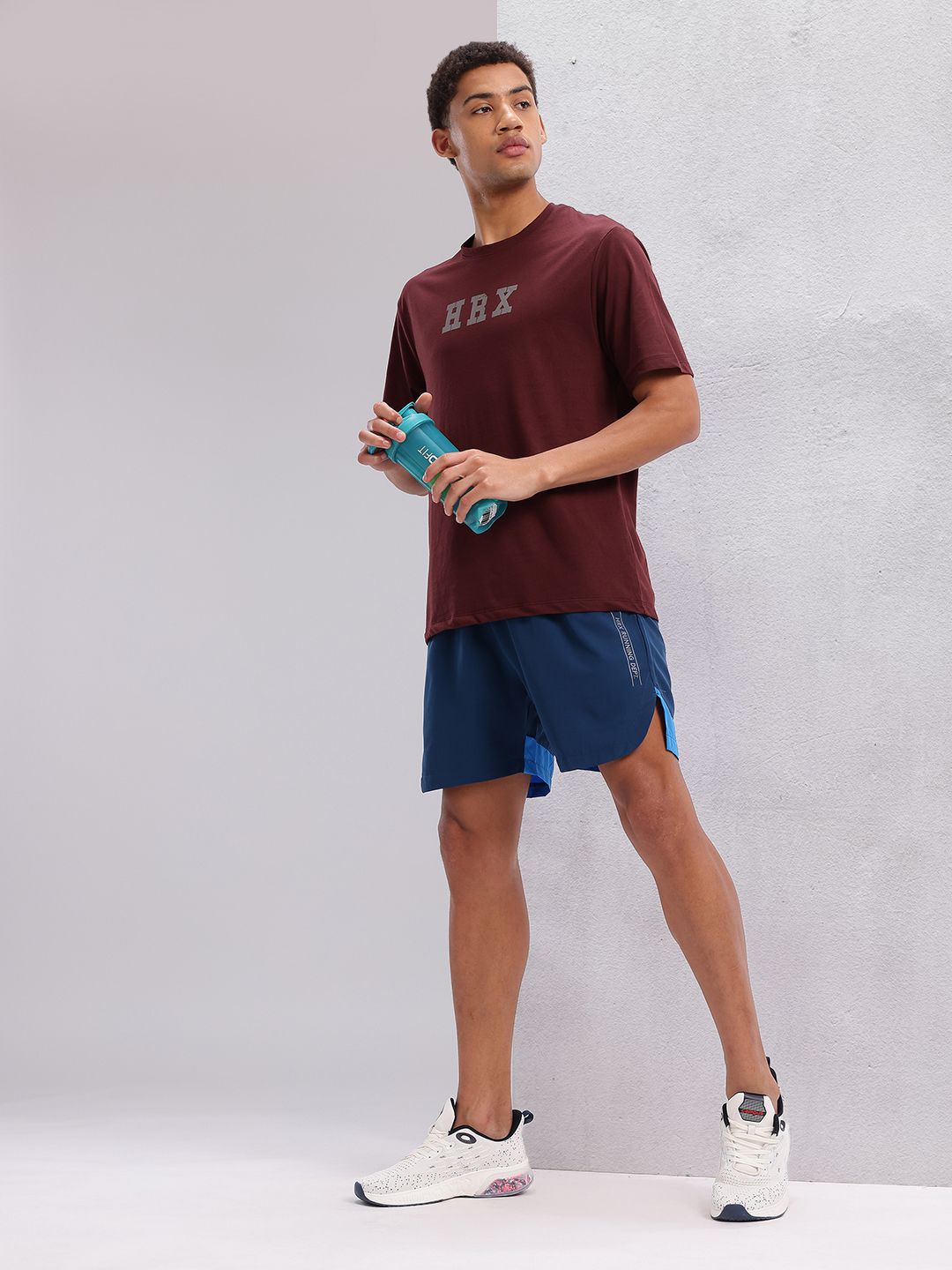 HRX by Hrithik Roshan Brand Logo Printed Drop-Shoulder Sleeves Relaxed Training T-shirt