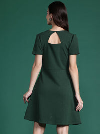 DressBerry Textured Bow-Detail A-Line Dress