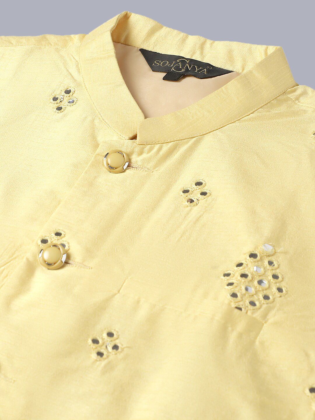 SOJANYA Kurta Kapas Tulen Sulam Leheriya dengan Piyama & Jaket Narhu