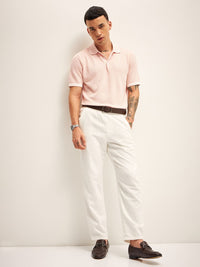 THE BEAR HOUSE Self Design Polo Collar T-Shirt