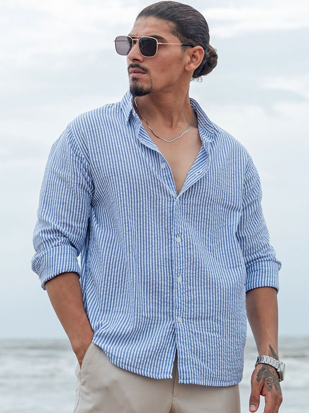 Powerlook Men Micro Checks Opaque Checked Casual Shirt