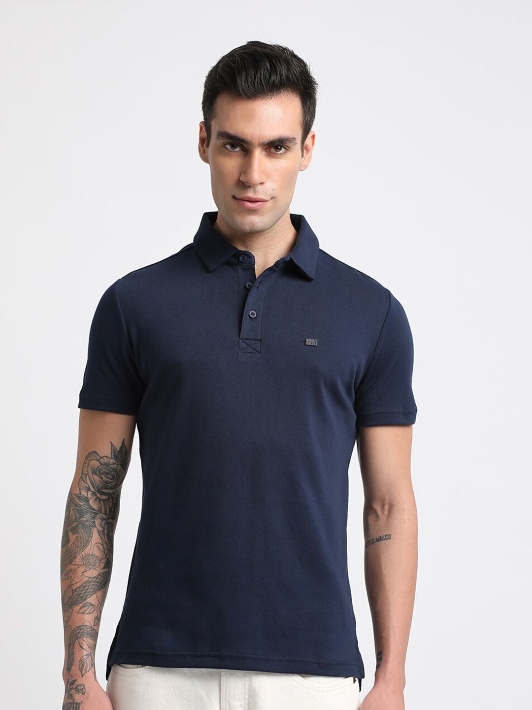 THE BEAR HOUSE Polo Collar Slim Fit Pure Cotton T-shirt