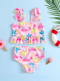 YK Girls Dinosaur Graphic Printed Swimwear
