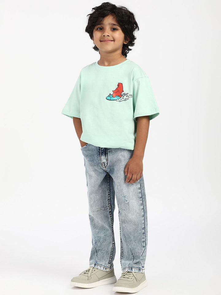 Nauti Nati Boys Textured Cotton Regular Fit Mid-Rise Stretchable Jeans