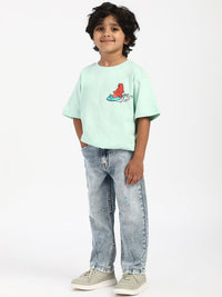 Nauti Nati Boys Textured Cotton Regular Fit Mid-Rise Stretchable Jeans