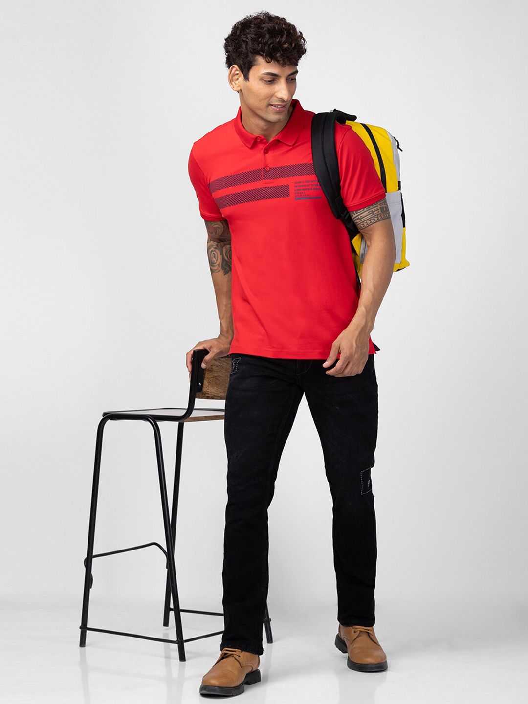 SPYKAR Men Printed Polo Collar Slim Fit T-shirt