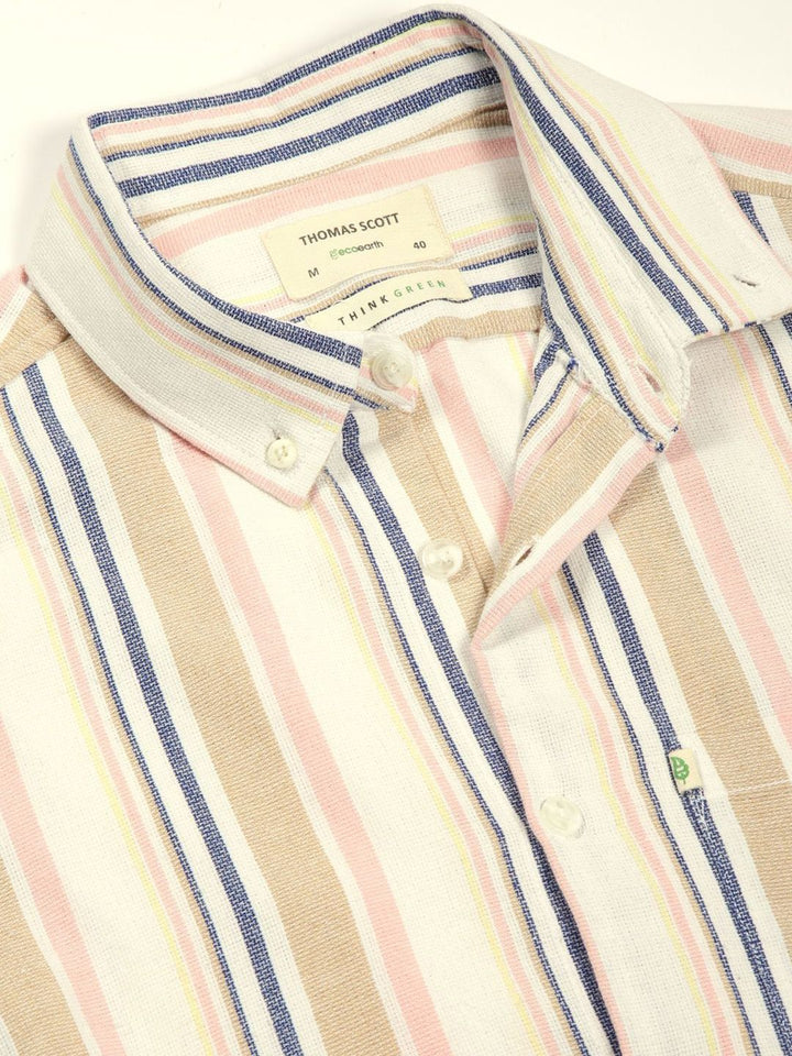 Thomas Scott Men Premium Slim Fit Opaque Striped Casual Shirt