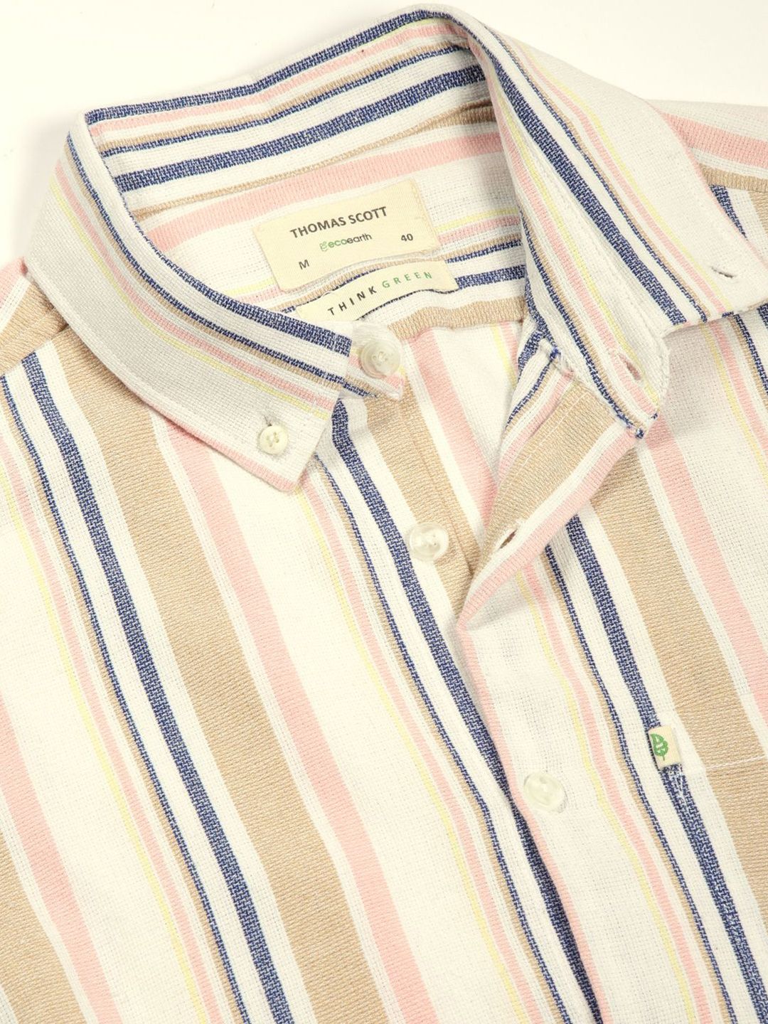Thomas Scott Men Premium Slim Fit Opaque Striped Casual Shirt