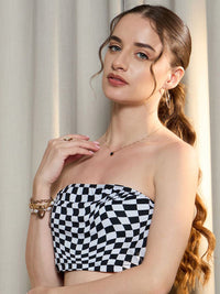 Berrylush Geometric Print Tube Crop Top