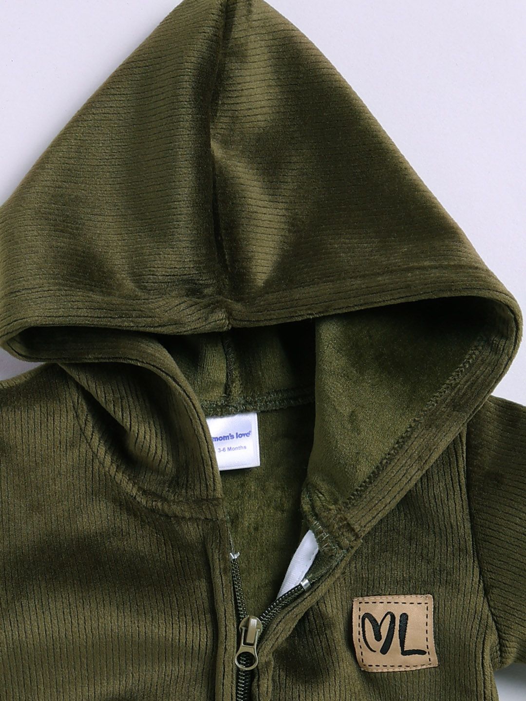 Moms Love Infant Boys Ribbed Velvet-Finish Pure Cotton Hooded Sweatshirt With Joggers