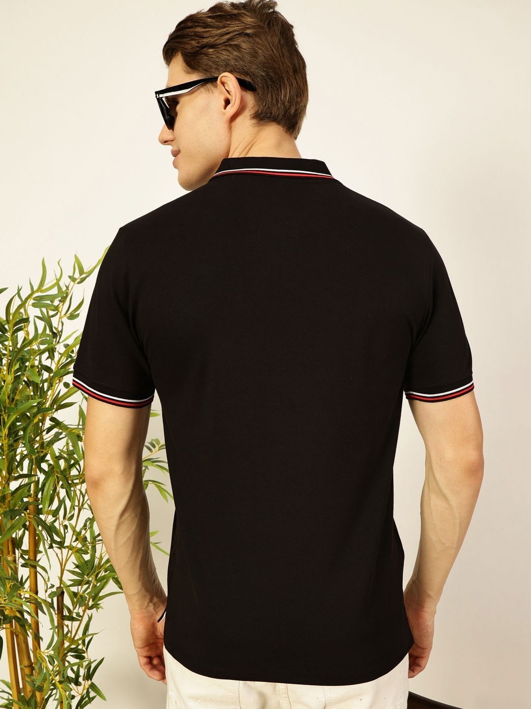 Thomas Scott Men Solid Polo Collar Cotton T-shirt