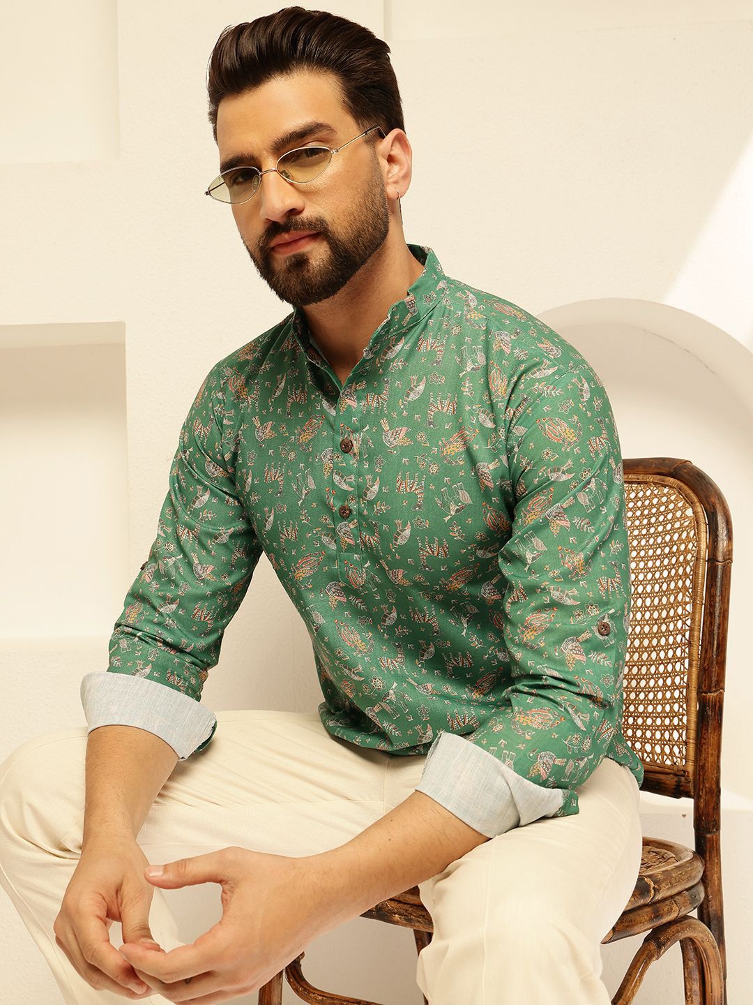 SOJANYA Animal Printed Cotton Straight Kurta