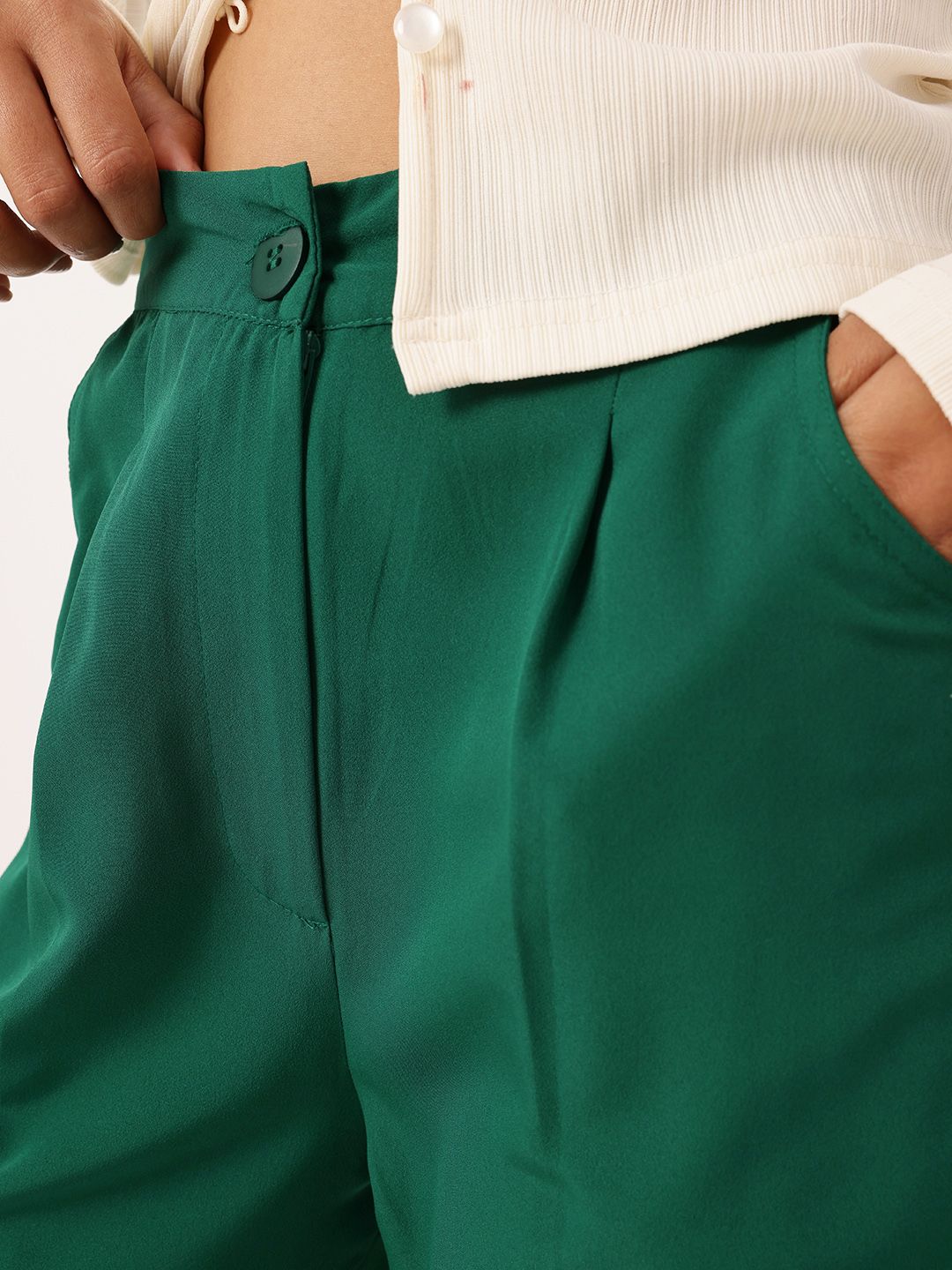 DressBerry Women Emerald Eleganza Straight Fit Trousers