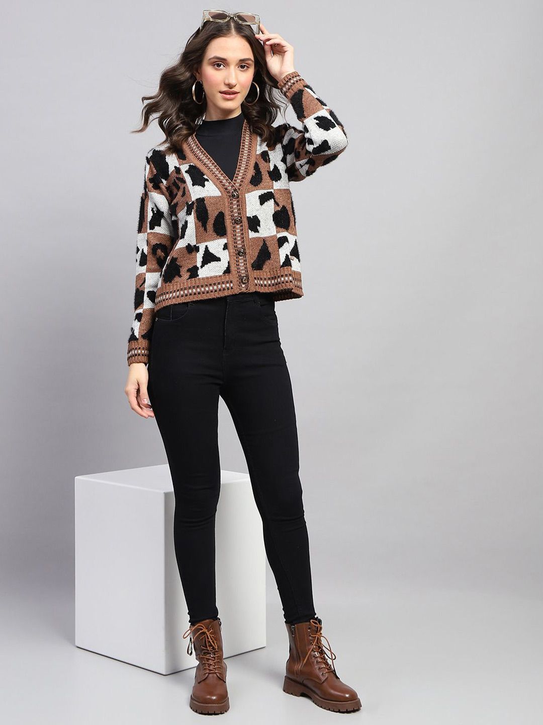Monte Carlo Women Printed Woollen Cardigan