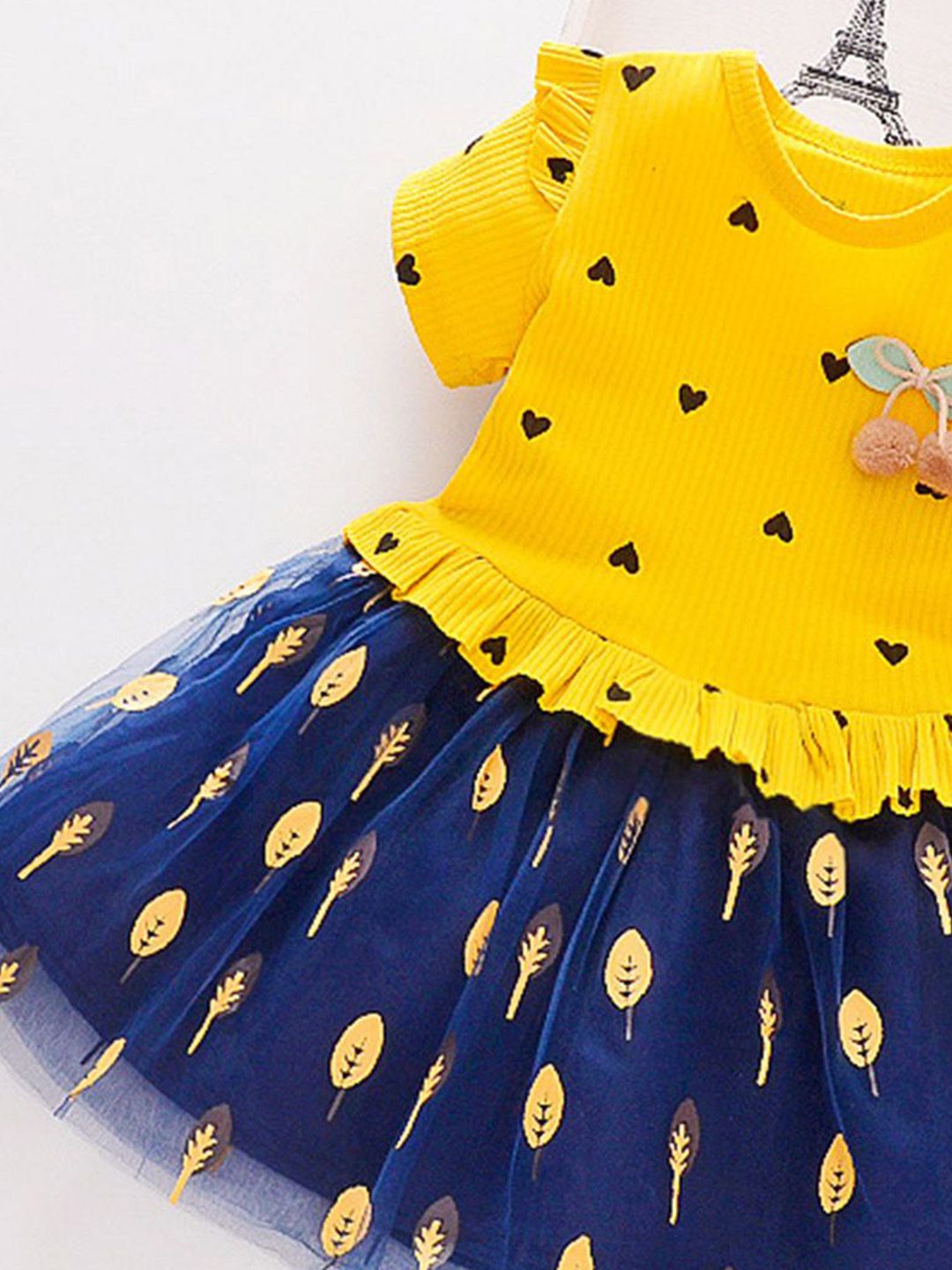 YK Girls Heart Printed Fit & Flare Dress