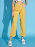 SASSAFRAS Women Stylish Mustard Relaxed Fit Jeans