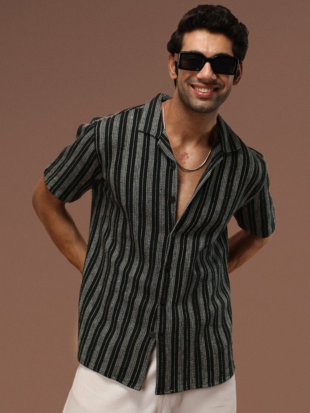 Powerlook Men Opaque Striped Casual Shirt