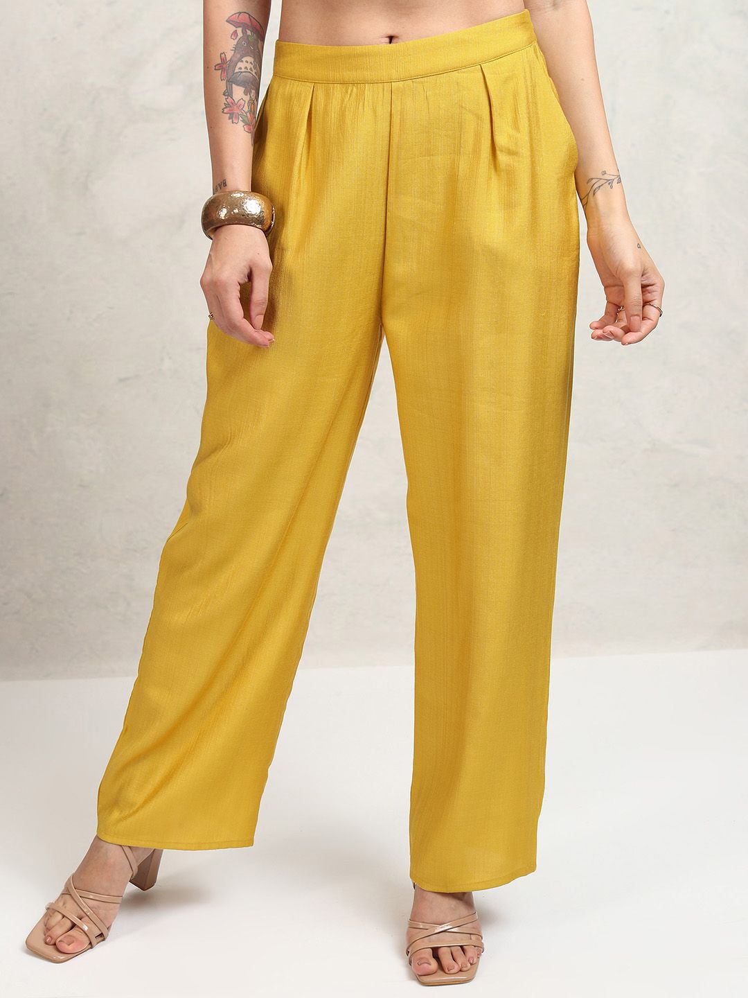 Vishudh Mandarin Collar Long Sleeves Shirt With Palazzos