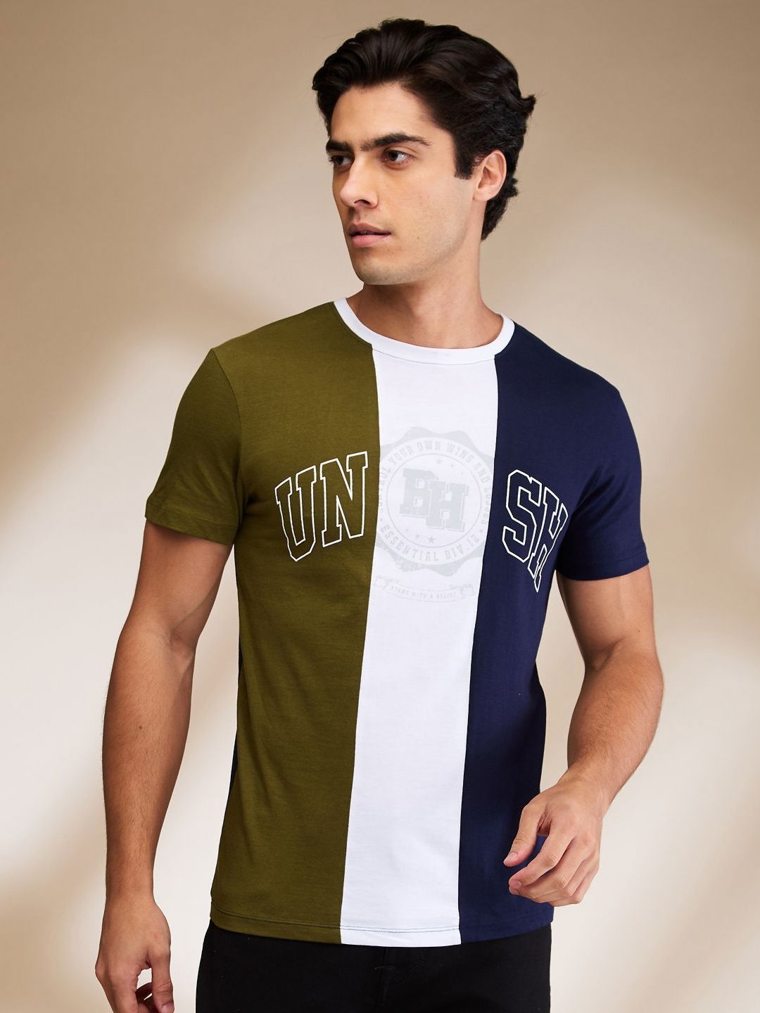 Being Human Men Colourblocked Pockets T-shirt