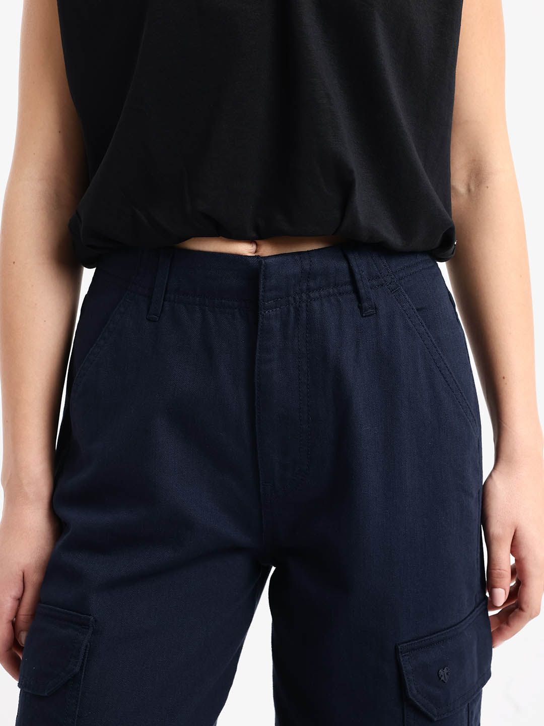 RAREISM Women Loose Fit High-Rise Cargos Trousers