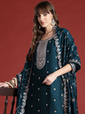 Indo Era Floral Embroidered Sequinned Kurta with Trousers & With Dupatta