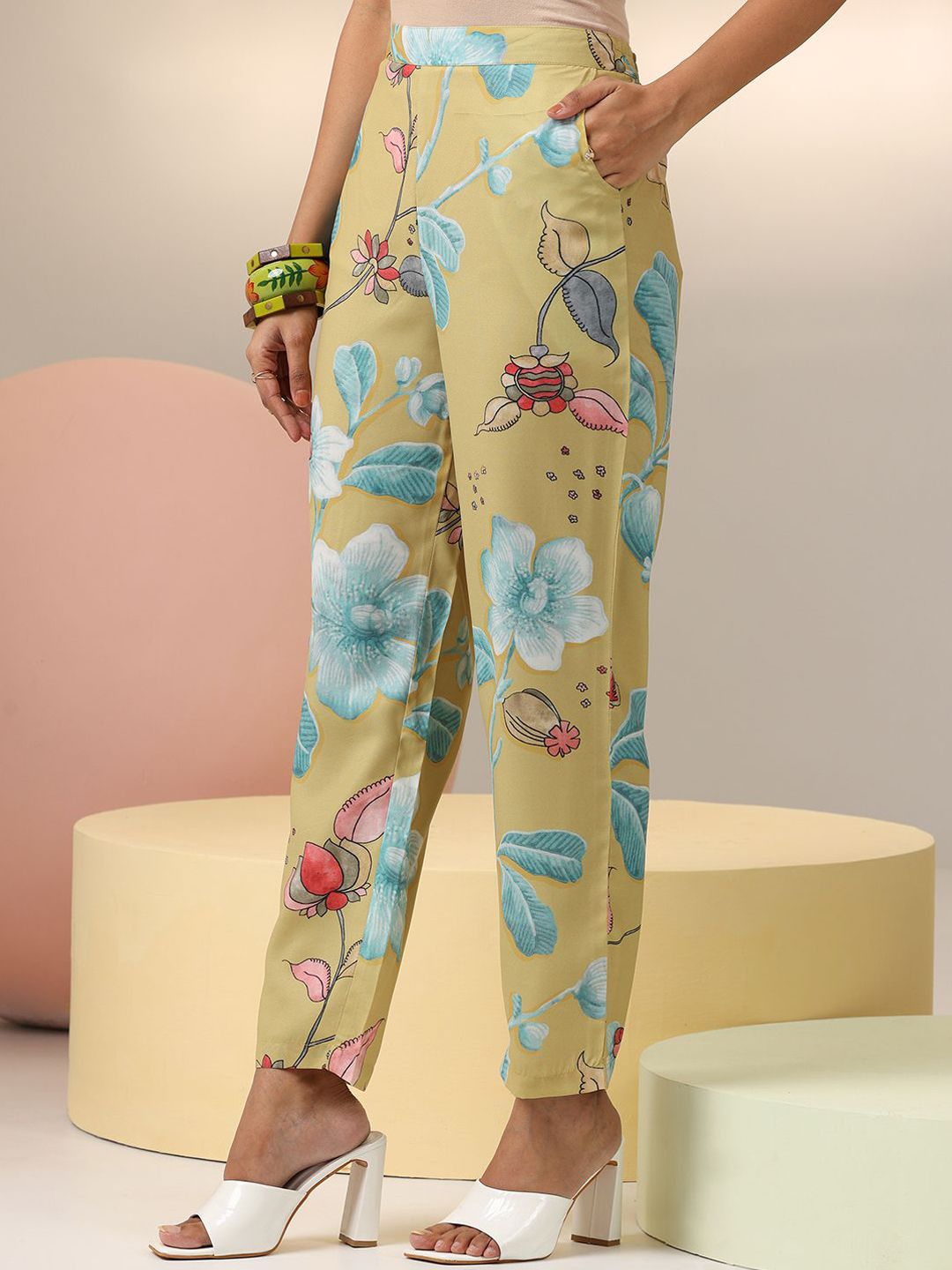 Libas Floral Printed Shirt With Trousers