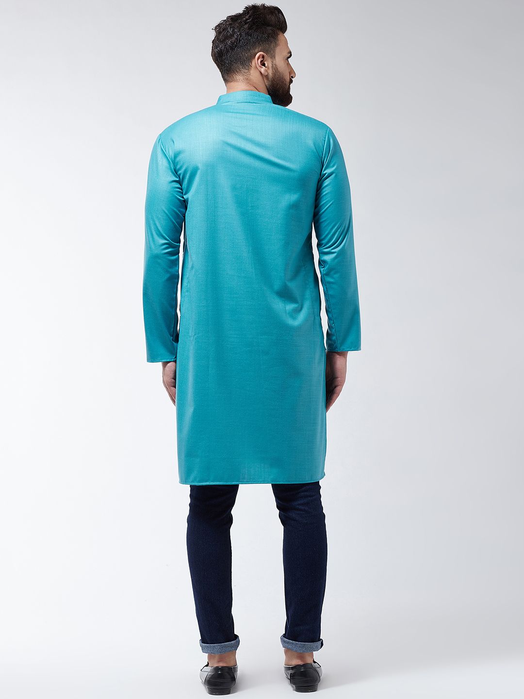 SOJANYA Men Blue Solid Straight Kurta