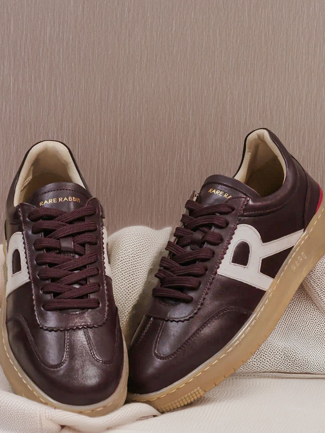 RARE RABBIT Men Leather Lace-Up Sneakers