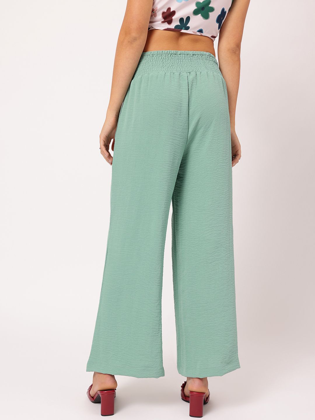 DressBerry Women Smocked Flared Fit Trousers