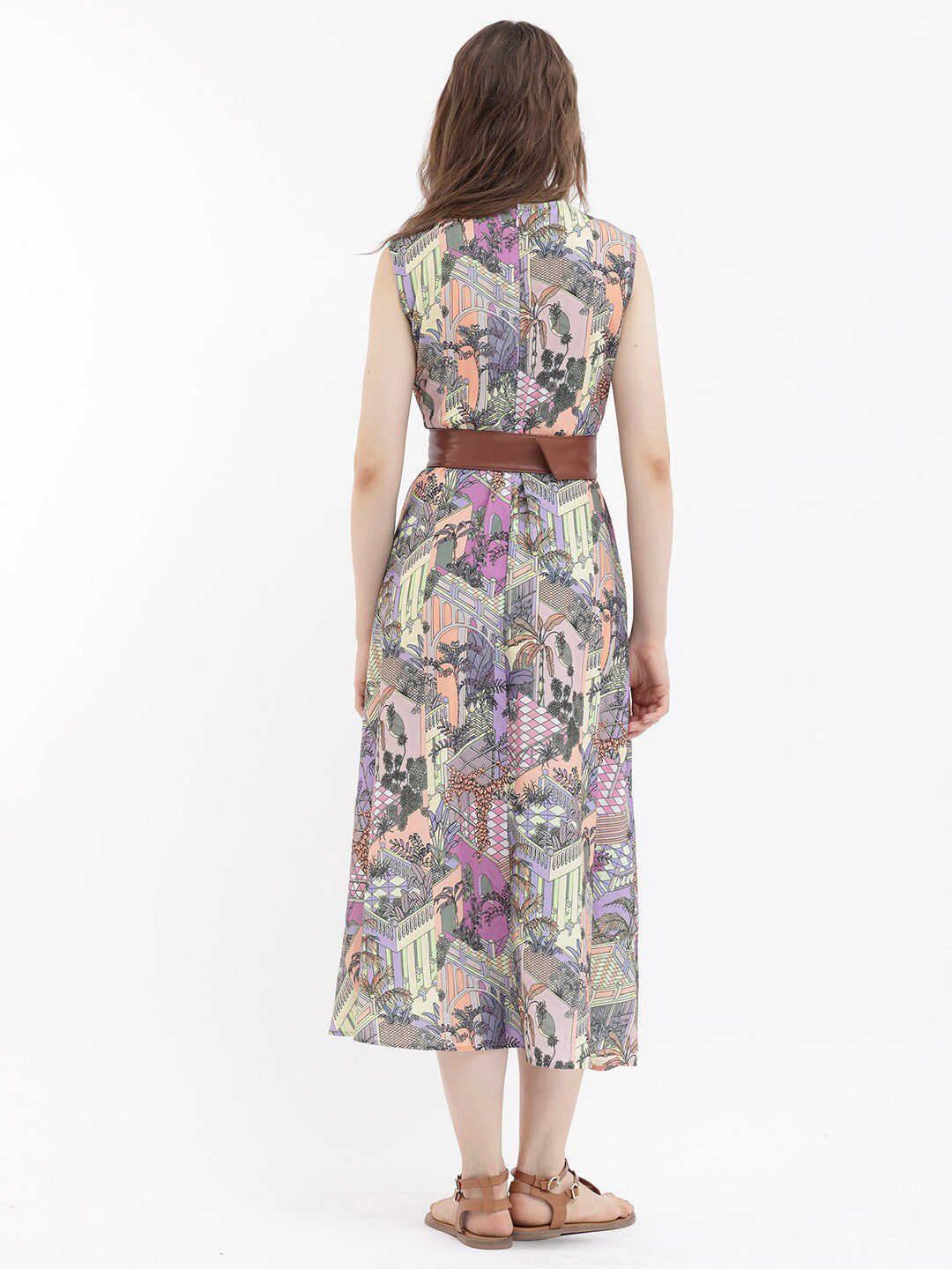 RAREISM Floral Print Sleeveless Fit & Flare Midi Dress
