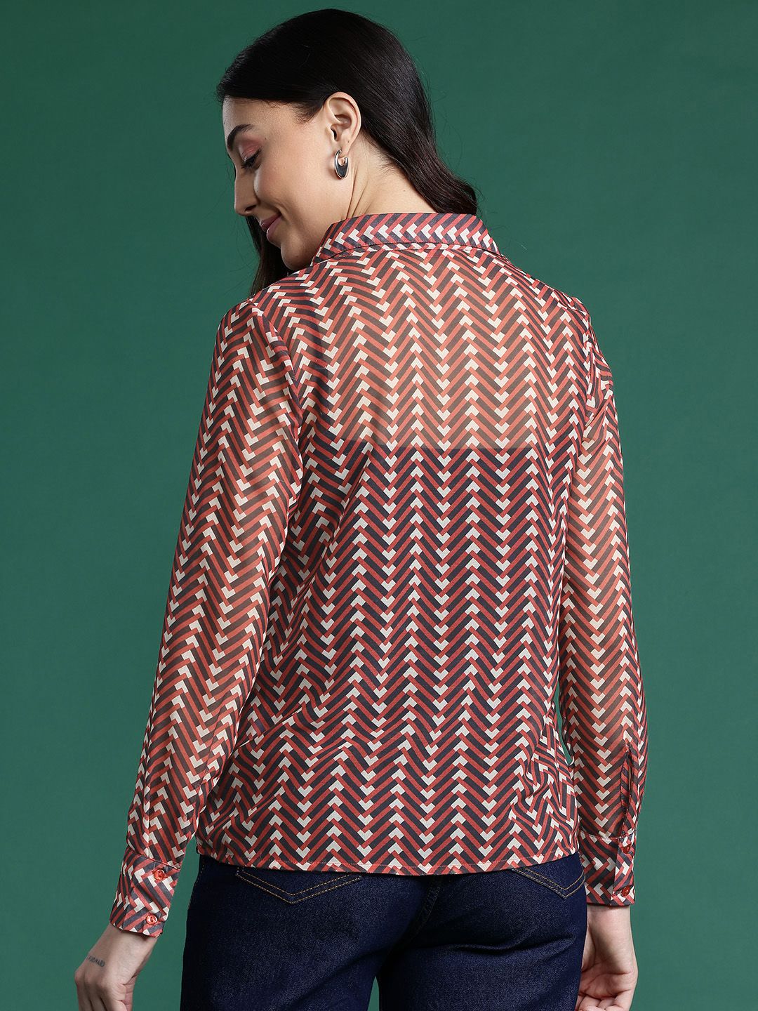 DressBerry Printed Semi Sheer Casual Shirt