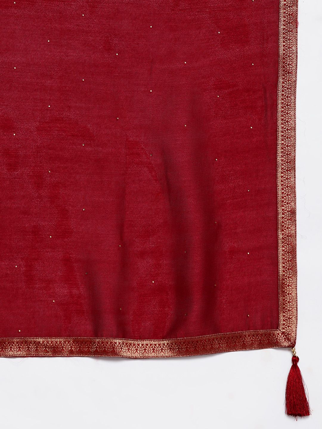 Libas Womens Maroon Yoke Design Anarkali Kurta With Churidar & Dupatta