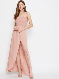 Berrylush Women Pink Smocked Crepe Co-Ords