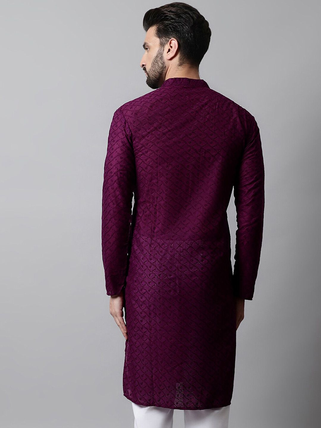 Jompers Embroidered Mandarin Collar Cotton Kurta