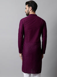 Jompers Embroidered Mandarin Collar Cotton Kurta