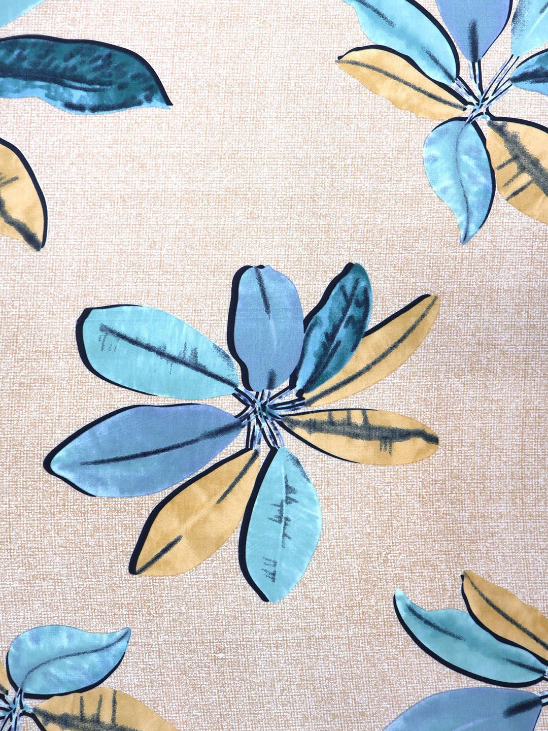 BOMBAY DYEING Beige Floral Microfiber 144 TC Queen Bedsheet &2 Pillow Covers