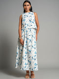 AND Printed Round Neck Pure Cotton Top With Skirts