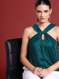 all about you Halter Neck Cut Out Detail Velvet Top