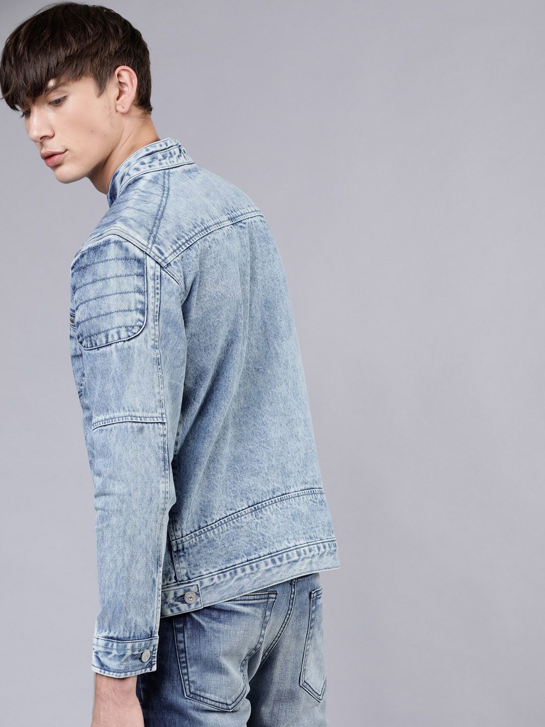 Highlander Men Jaket Denim Pepejal Biru