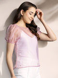 DressBerry Puff Sleeve Sheer Top