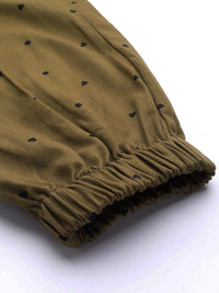 STREET 9 Women Olive Green & Black Regular Fit Printed Joggers